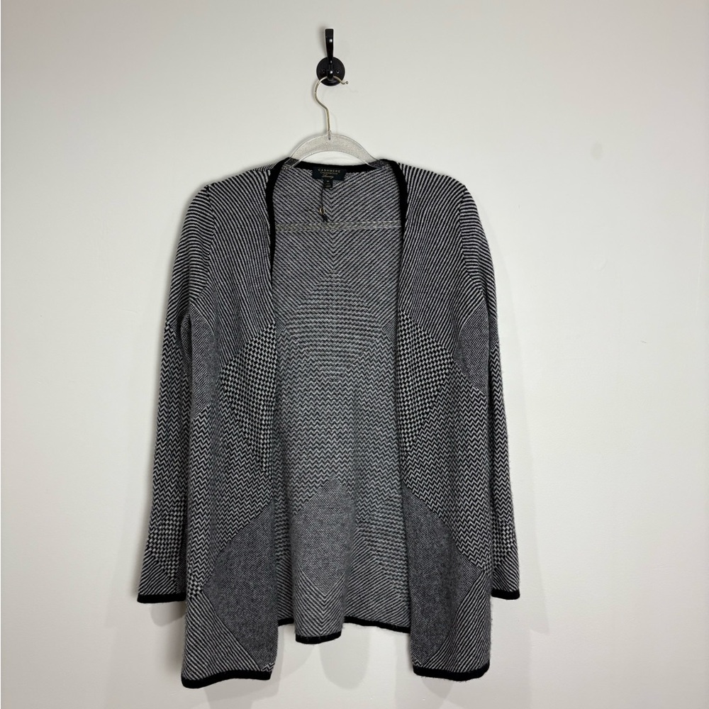 Women’s Charter Club Luxury Cashmere Black and Gray Cardigan